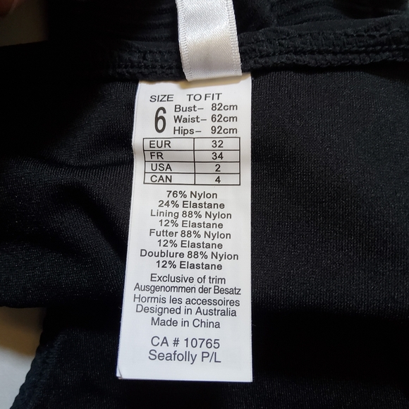 Seafolly Ribbed High Cut Bikini Swimsuit Bottom Size 2 Black New - Picture 7 of 10